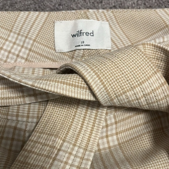 Wilfred tie front pants in beige/espresso glen plaid - size 10 - Picture 7 of 10